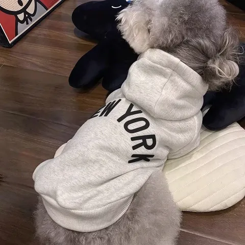 Felpa con Cappuccio Casual per Piccoli Cani e Gatti in Morbido Poliestere con Stampa Lettere Vestiti Caldi Autunno Inverno per Animali
