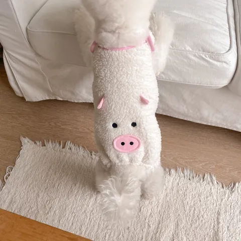 Tuta Invernale Calda per Cani in Finta Lana d'Agnello Foderata in Pile con Ricamo Animale Vestiti per Cani di Piccola e Media Taglia Bichon Teddy