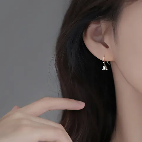 Lily Of The Valley Flower Hook Earrings For Women Fresh Pastoral Style Copper Drop Earrings Elegant Jewelry Summer Gift
