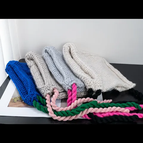 Pasamontañas de Punto Cálido de Invierno para Adultos Protección de Oídos Hilo de Lana Grueso Punto de Ocho Gorro