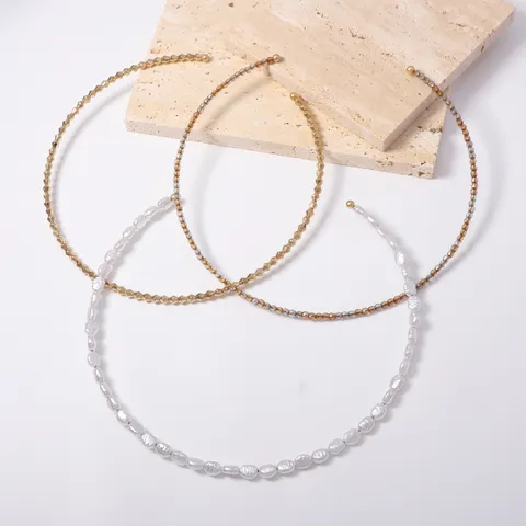 Elegant Artificial Pearl Beaded Choker Necklace For Women Minimalist Geometric Metal Bead Chain Collar Fashion Jewelry Accesssories