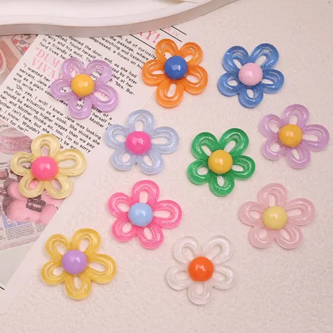Resin Glitter Hollow Flower Patch DIY Jewelry Accessories For Earrings Hairpin Phone Case Decoration Women Craft Findings
