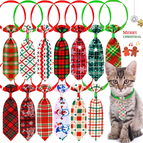Verstellbare Weihnachts Haustier Krawatte Karo Schneeflocken Muster Hund Katze Fliege Hals Dekoration Kleine Mittlere Haustiere Festliches Kostüm