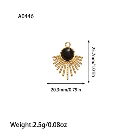 Stainless Steel Fan Sun Shape Pendant For DIY Jewelry Making Gold Plated Rhinestone Charm For Women Necklace Earrings Accessory