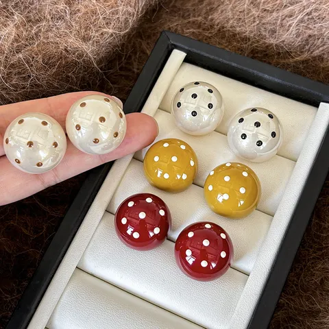 Vintage Polka Dot Runde Ohrstecker Für Damen Kupfer 925 Sterling Silber Ohrstecker-Stift Eleganter Geometrischer Schmuck