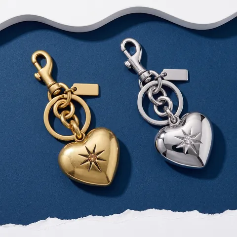 Llavero de Corazón Con Incrustaciones de Strass Octagrama de Lujo Colgante de Bolso de Corazón de Metal Joyería Vintage Regalo Para Mujer