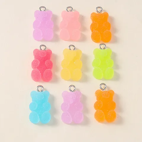 Resin Gummy Bear Candy Pendants Frosted Texture Animal Bear Charms For DIY Jewelry Making Necklace Keychain Handbag Hanging Accessories