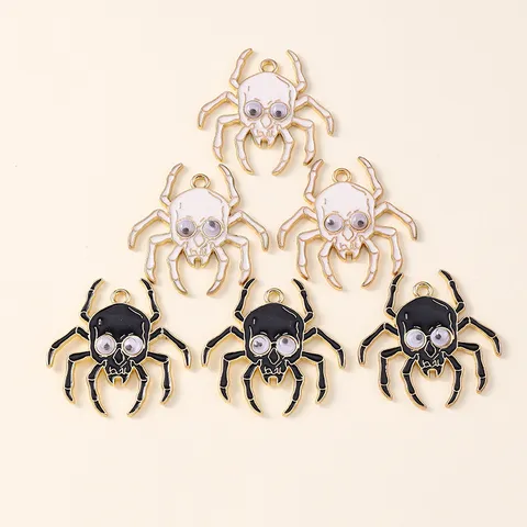 Gothic Skull Spider Alloy Enamel Charms For DIY Halloween Earrings Necklace Keychain Jewelry Making Accessories Personality Festive Decor