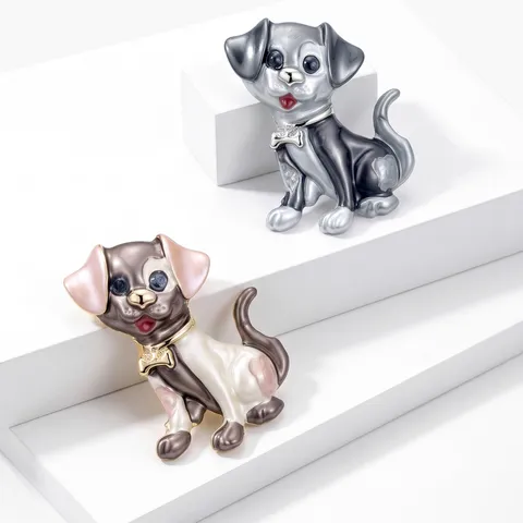 Fashion Magnetic Cartoon Dog Brooch for Women Alloy Enamel Animal Suit Coat Boutonniere Versatile Lapel Pin Jewelry