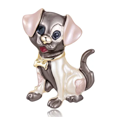 Fashion Magnetic Cartoon Dog Brooch for Women Alloy Enamel Animal Suit Coat Boutonniere Versatile Lapel Pin Jewelry