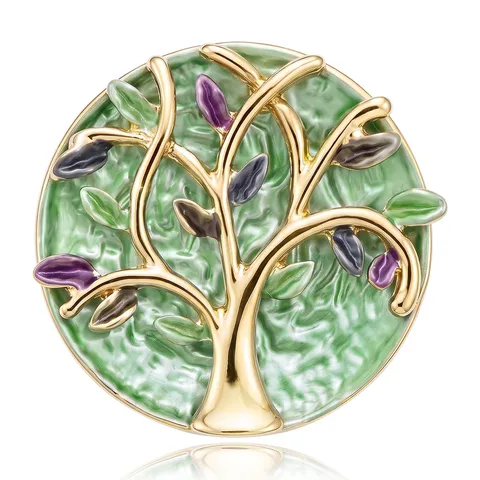 Fashion Magnetic Life Tree Brooch Women Alloy Enamel Tree Of Life Corsage Pin For Suits Dresses Versatile Jewelry Gift