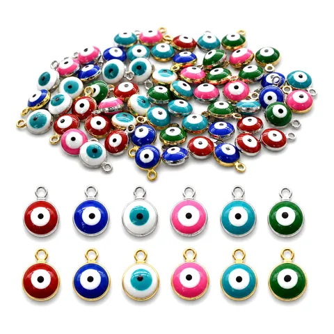 Evil Eye Emaille Anhänger Legierung Rund Mini Anhänger DIY Schmuckherstellung Zubehör