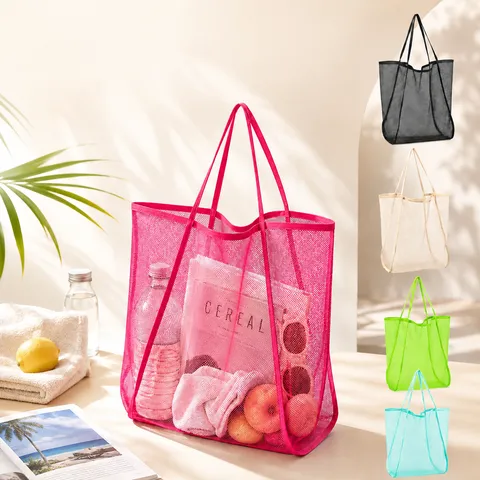 Sac de Rangement de Voyage en Maille de Grande Capacité Sac de Plage Extérieur Portable Organisateur de Jouets de Natation Respirant