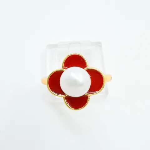 Vintage Anelli in Rame Placcato Oro a Forma di Fiore Per Donna Con Motivo a Cuore Farfalla Smaltato Perla d'Acqua Dolce Strass Anello Aperto Regolabile Gioielli Regalo
