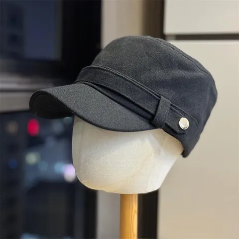 Vintage Old Money Style Woolen Equestrian Hat For Women Autumn Winter Warm Flat Top Newsboy Cap Adjustable Baker Boy Hat