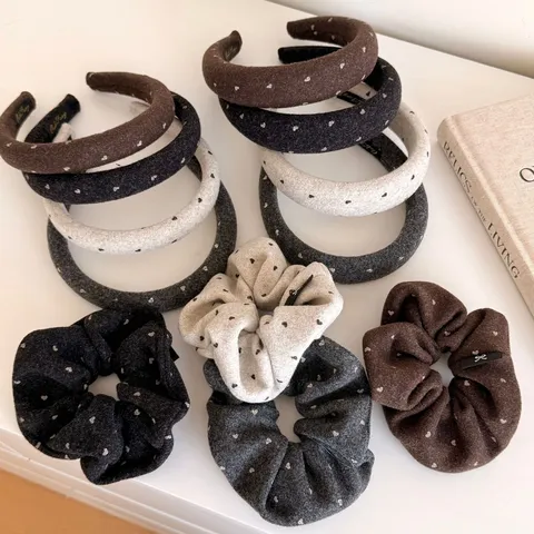 Elastici per Capelli in Velluto con Stampa a Cuore Stile Coreano Autunno Inverno Fasce per Capelli Larghe Strette per Donna Ragazze Accessori per Capelli Quotidiani