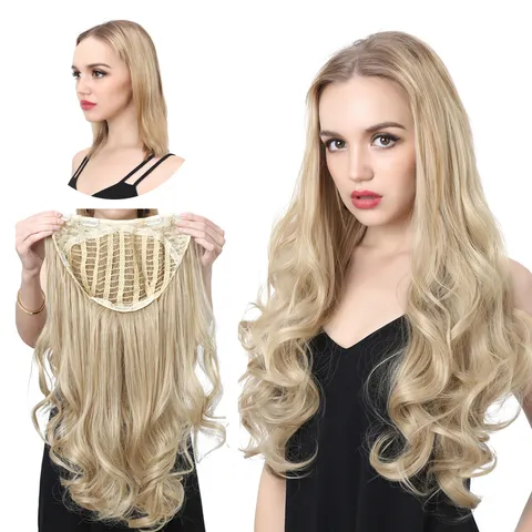 Damen Nahtloses U-Förmiges Halb-Haarteil Lang Lockig Synthetikfaser Clip-In Haarverlängerungen Für Mehr Volumen Natürlicher Look