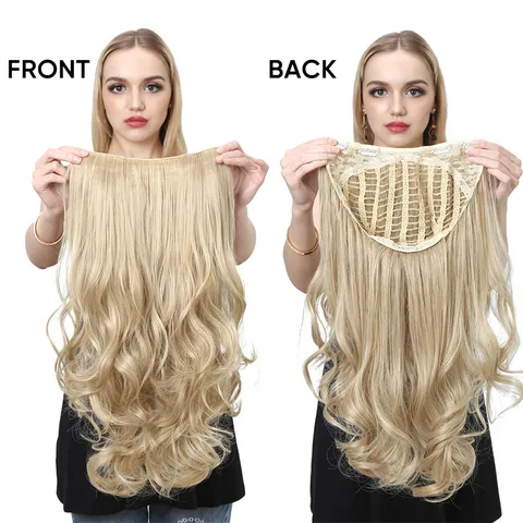 Damen Nahtloses U-Förmiges Halb-Haarteil Lang Lockig Synthetikfaser Clip-In Haarverlängerungen Für Mehr Volumen Natürlicher Look