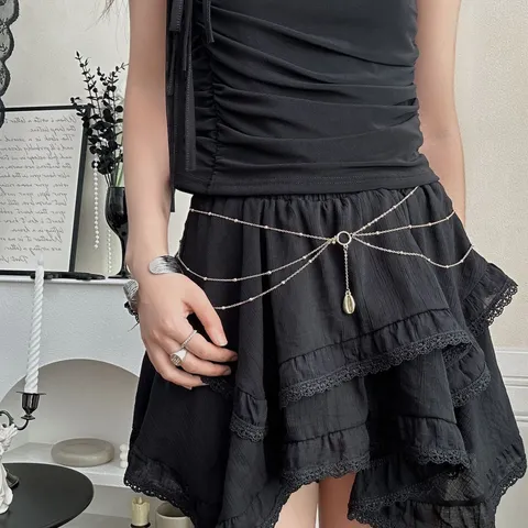 Chaîne de Taille Multi-Rangs en Alliage Métallique Bohème Pendentif Coquillage Sexy Frange Goutte d'Eau Chaîne de Corps pour Femmes Bijoux de Plage