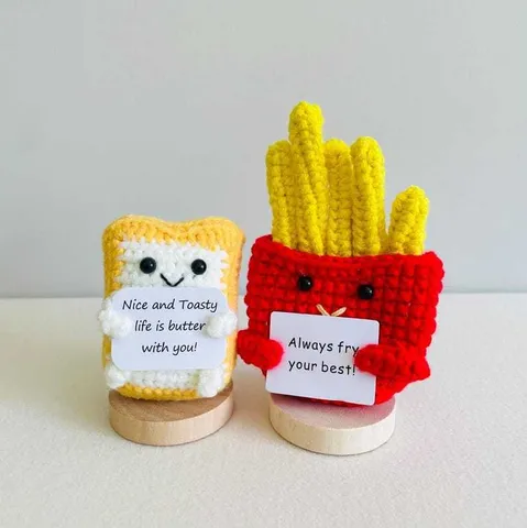 Juguete de Peluche de Energía Positiva Hecho a Mano a Ganchillo Con Tarjeta de Mensaje Inspirador Apoyo Emocional Adorno de Escritorio Regalo Antiestrés