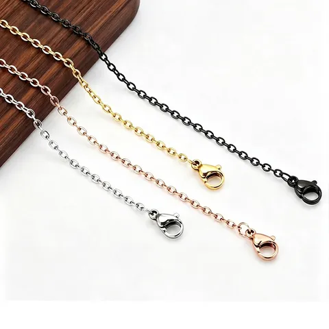 Stainless Steel Cross Chain Necklace For Women Men 304 Welded O-Chain Jewelry Findings Individual Style Minimalist Metal Link Chain Necklaces