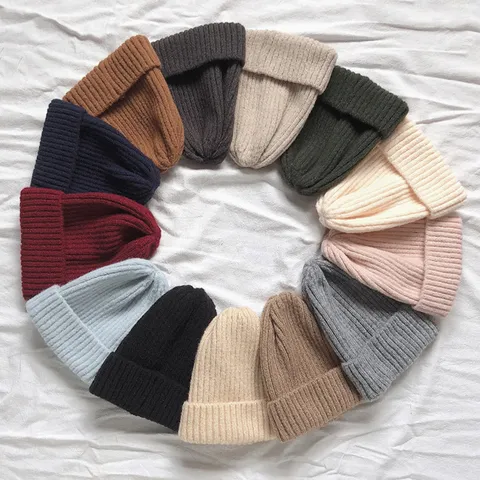 Women Winter Candy Color Knit Beanie Thickened Warm Ribbed Pointed Hat Solid Casual Versatile Cold Weather Soft Headwear