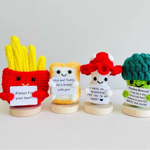 Juguete de Peluche de Energía Positiva Hecho a Mano a Ganchillo Con Tarjeta de Mensaje Inspirador Apoyo Emocional Adorno de Escritorio Regalo Antiestrés