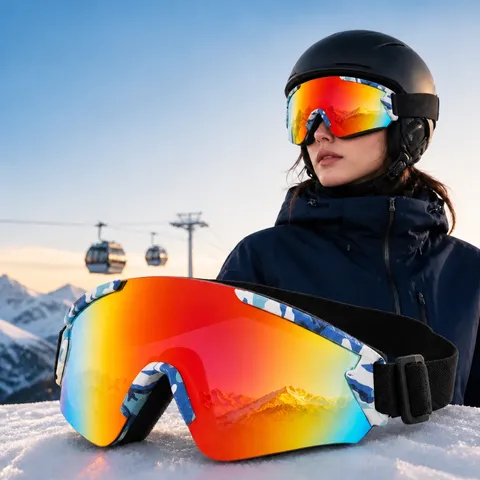 Sportbril Buiten Skibril Winddicht Stofdicht Kleurrijke Spiegel Gepolariseerde PC Lens Voor Fietsen Wandelen Heren Dames