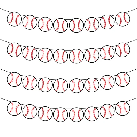 Sports Ball Paper Banner Garland Basketball Baseball Football Soccer Volleyball Softball Decorations For Birthday Party Celebrations Room Decor