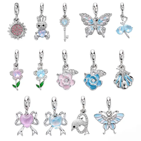 Alloy Enamel Butterfly Flower Animal Heart Charms DIY Jewelry Findings Pendants For Bracelet Necklace Phone Chain Making
