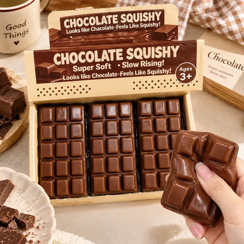 Juguete Squishy de Bloque de Chocolate de Simulación Rebote Lento Alivio del Estrés Juguete Fidget Para Adultos Niños Modelo de Comida de PU Suave