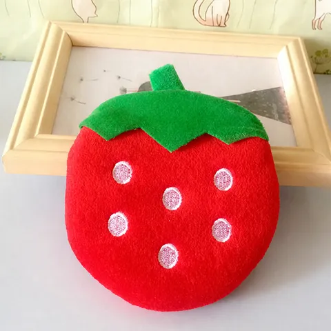 Porte-monnaie en Peluche aux Fruits de Dessin Animé Petite Pochette Brodée à Fermeture Éclair Pastèque Fraise Orange Ananas Mini Portefeuille Femme