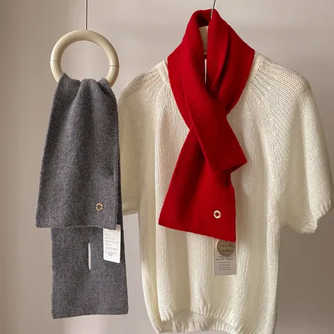 Damen Winter Kaschmir Strickschal Warm Einfarbig Halswärmer Elegant Weich Strick Kreuzwickel Mode Pendeln Schal