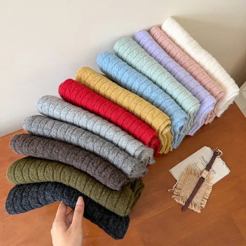 Herbst Winter Damen Wollmischung Schal Zopfmuster Dick Warm Halswärmer Weich Gestrickter Schal Mode Vielseitiges Umhangtuch