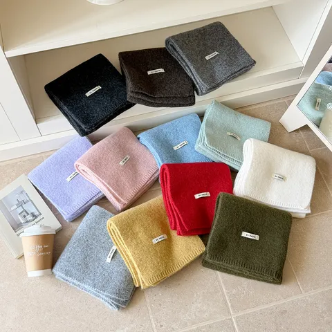 Damen Strickschal Weiche Wollmischung Einfarbig Bonbonfarbe Halswärmer Lässig Pendler Herbst Winter Warmer Schal Für Damen