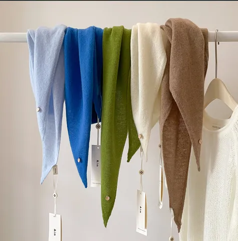 100% Wolle Dreieck Schal Für Damen Einfarbig Verdickt Warm Winter Halswärmer Rauten Strickschal Eleganter Pendler Schal Zubehör Geschenk