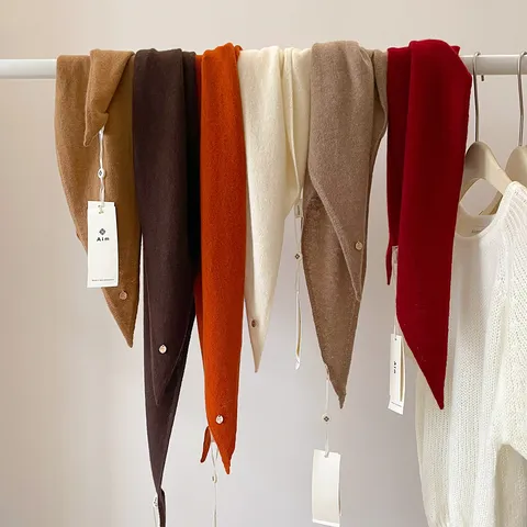 100% Wolle Dreieck Schal Für Damen Einfarbig Verdickt Warm Winter Halswärmer Rauten Strickschal Eleganter Pendler Schal Zubehör Geschenk