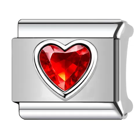 Italienisches Charm Link Edelstahl Herz Strass Gestempelt DIY Armband Zubehör Personalisiert Mode Schmuckherstellung Teile