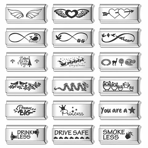 Stainless Steel Italian Charm Bracelet Links DIY Modular Personalized Jewelry Modules Wings Heart Family Infinity Dream Charms For Bracelet Accessories