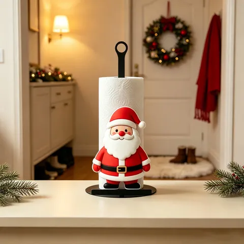 Kerstman Keukenrolhouder Acryl Staand Servettenrek Voor Keuken Thuis Feestelijke Decoratie