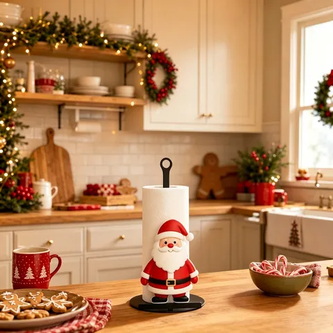 Kerstman Keukenrolhouder Acryl Staand Servettenrek Voor Keuken Thuis Feestelijke Decoratie
