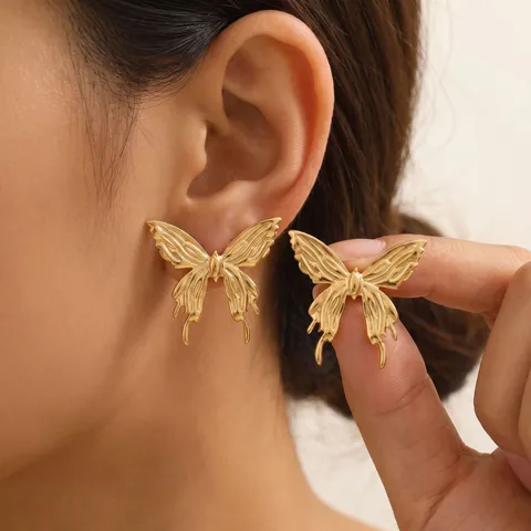 Vintage 18K Vergoldete 304 Edelstahl Ohrstecker Für Damen Herz Schmetterling Sonne Kreuz Insekt Floral Retro Schmuck