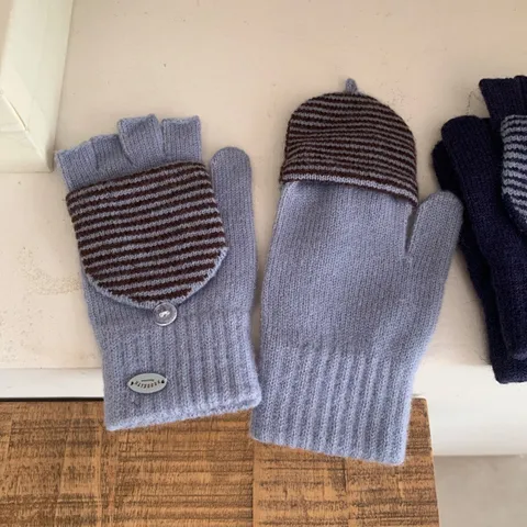 Women's Knitted Flip Top Fingerless Gloves Polyester Striped Jacquard Winter Warm Mittens Sweet Commute Fashion Hand Warmers