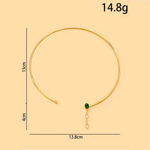 Vintage Strass Wassertropfen Anhänger Halsreif Halskette Französischer Minimalistischer Luxus Marquise Metall Offener Kragen Damen Schmuck