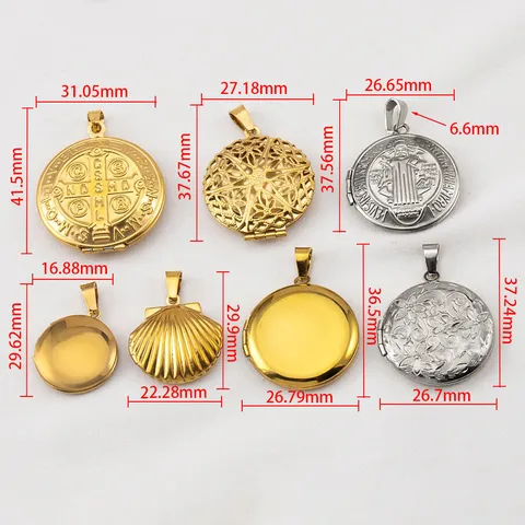 Colgante de Reloj de Bolsillo Irregular de Acero Inoxidable 304 Relicario de Fotos que se Abre Tallado Accesorio de Joyería DIY