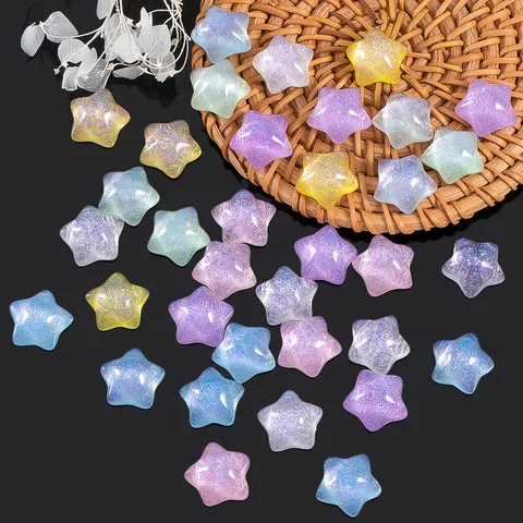 Glitter Transparent Resin Star Charms For DIY Jewelry Making Pentagram Patch For Hair Accessories Hairpins Craft Supplies