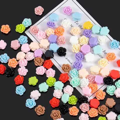 10mm Resin Rose Flower Flatback Cabochons 3D Simulated Floral For DIY Nail Art Cream Glue Hair Clip Handmade Craft Accessories
