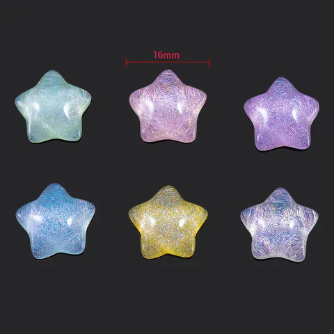 Glitter Transparent Resin Star Charms For DIY Jewelry Making Pentagram Patch For Hair Accessories Hairpins Craft Supplies