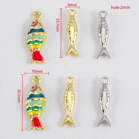 Alloy Koi Fish Charms Colorful Enamel Carp Shape Drip Oil Metal Pendant Rhinestone Accessories For DIY Necklace Bracelet Earrings Jewelry Making