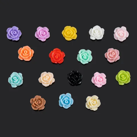 10mm Resin Rose Flower Flatback Cabochons 3D Simulated Floral For DIY Nail Art Cream Glue Hair Clip Handmade Craft Accessories